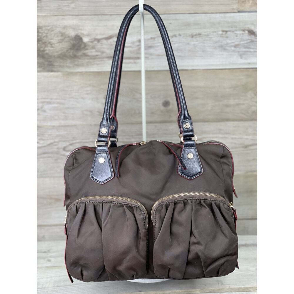 MZ Wallace NY Jane Bedford Brown/Red Sign Hardware Studs Large